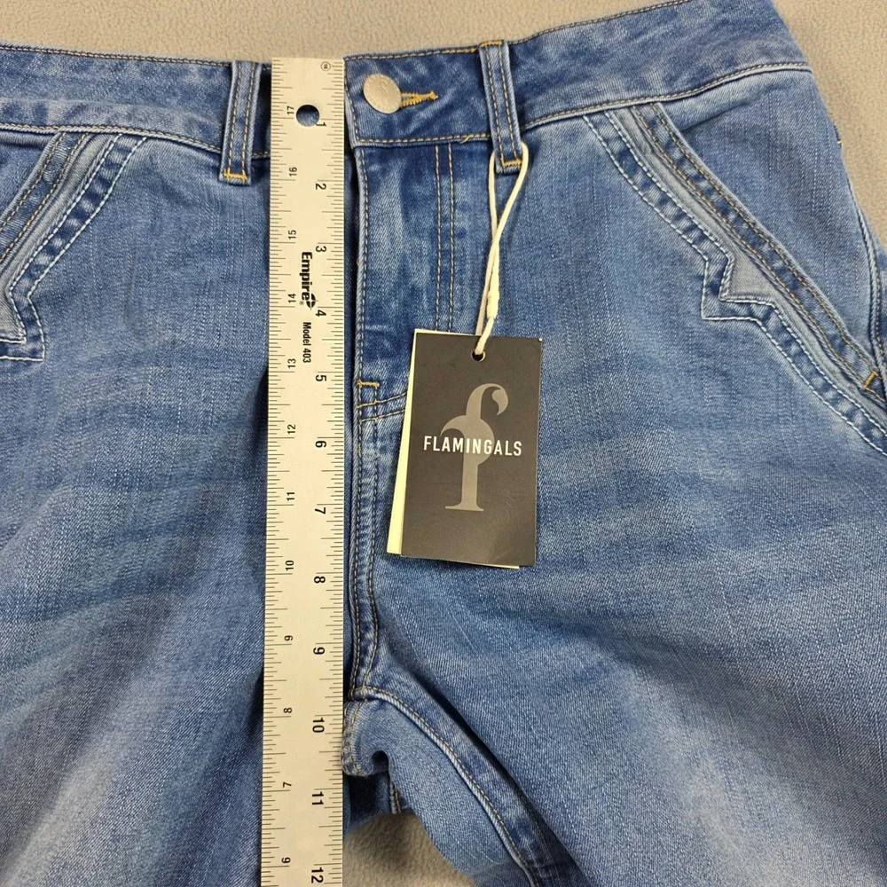Flamingals Jeans Women Small Blue Wide Leg High Rise 258419 HB Stretch Faded